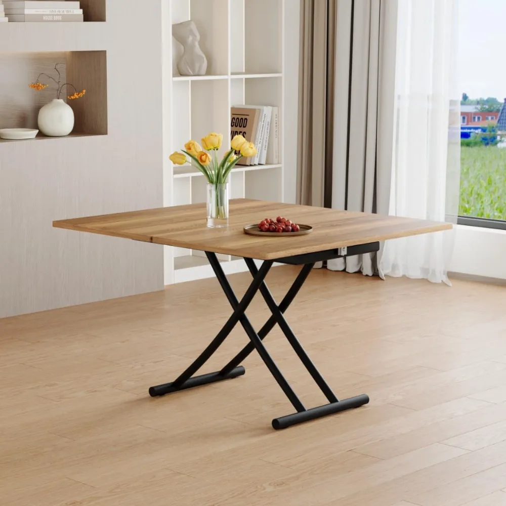 

Adjustable Folding Dining Table for 4, Foldable Table for Small Spaces, Converts to Dining Table, Scratch-Resistant Wood