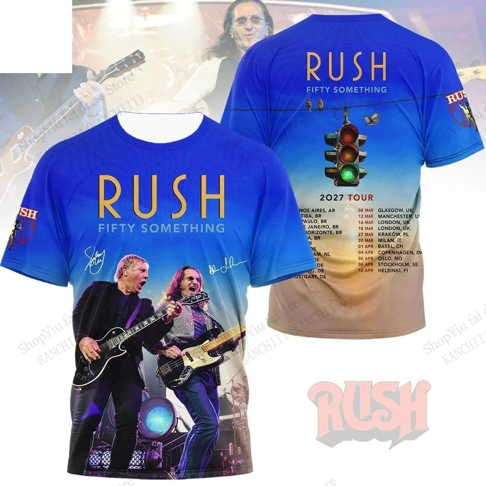 New Rock Rush Band Tour 2027 3D Print T-shirt Men Women Fashion Casual Hip Hop Oversized Short Sleeve Tops Tees Men's Clothing