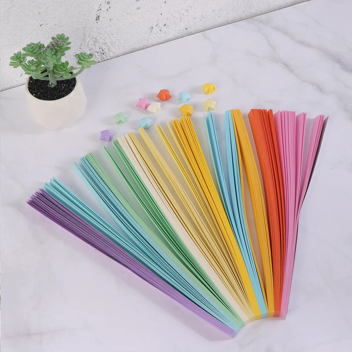 540 Pieces Colorful Lucky Star Folding Paper for Hand Craft Sheets DIY Art Craft Making Party Decoration Origami Paper