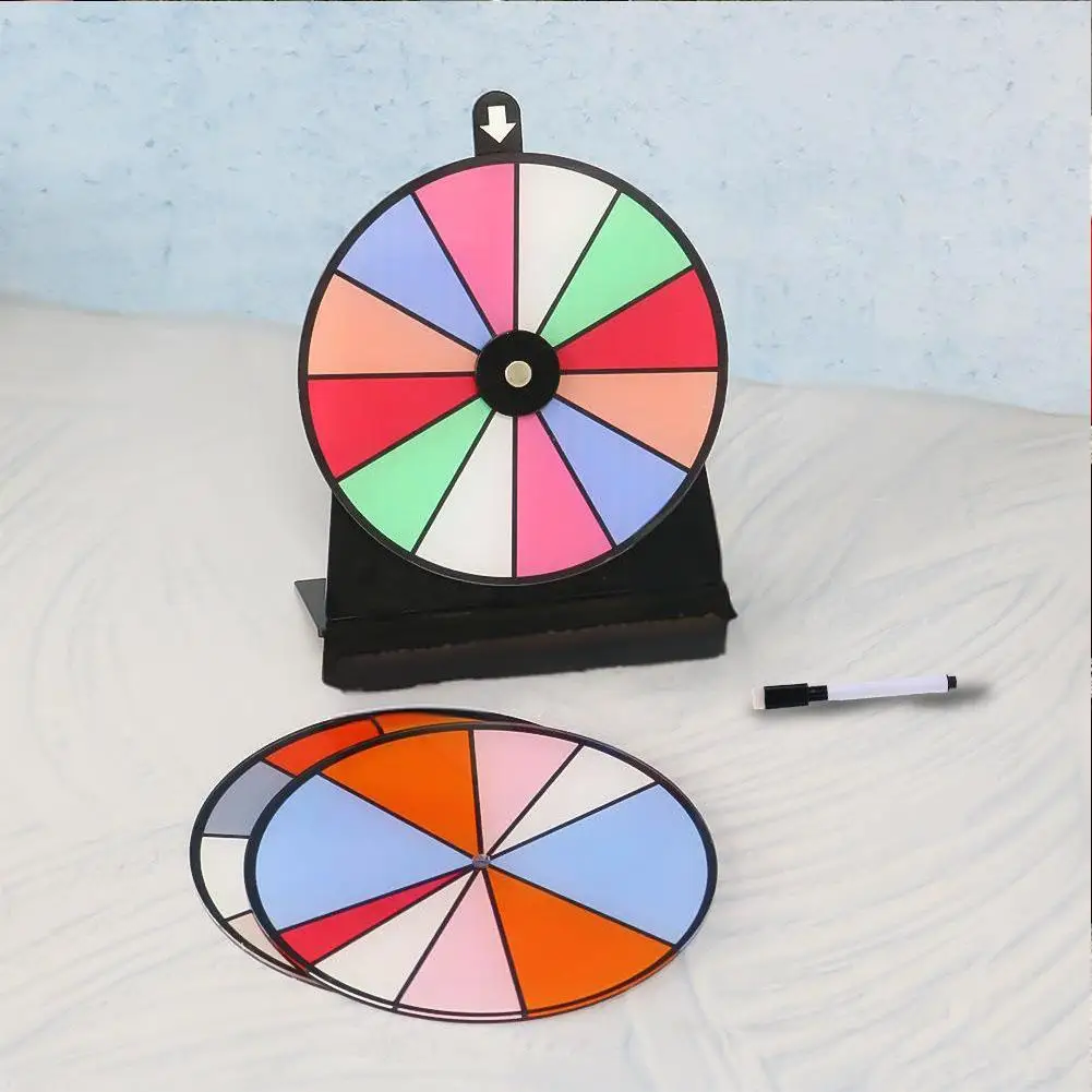 Prize Wheel Color Tabletop Roulette Spinner of Fortune Spin The with Dry Erase Marker and Eraser Win Game for Party