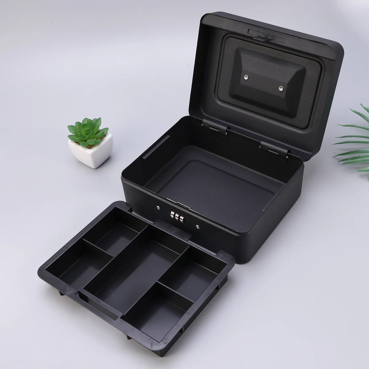 Thickened Metal Money Box Heavy Duty Cash Boxes Password Combination Lock Store Cashier Coin Check Storage Organizer