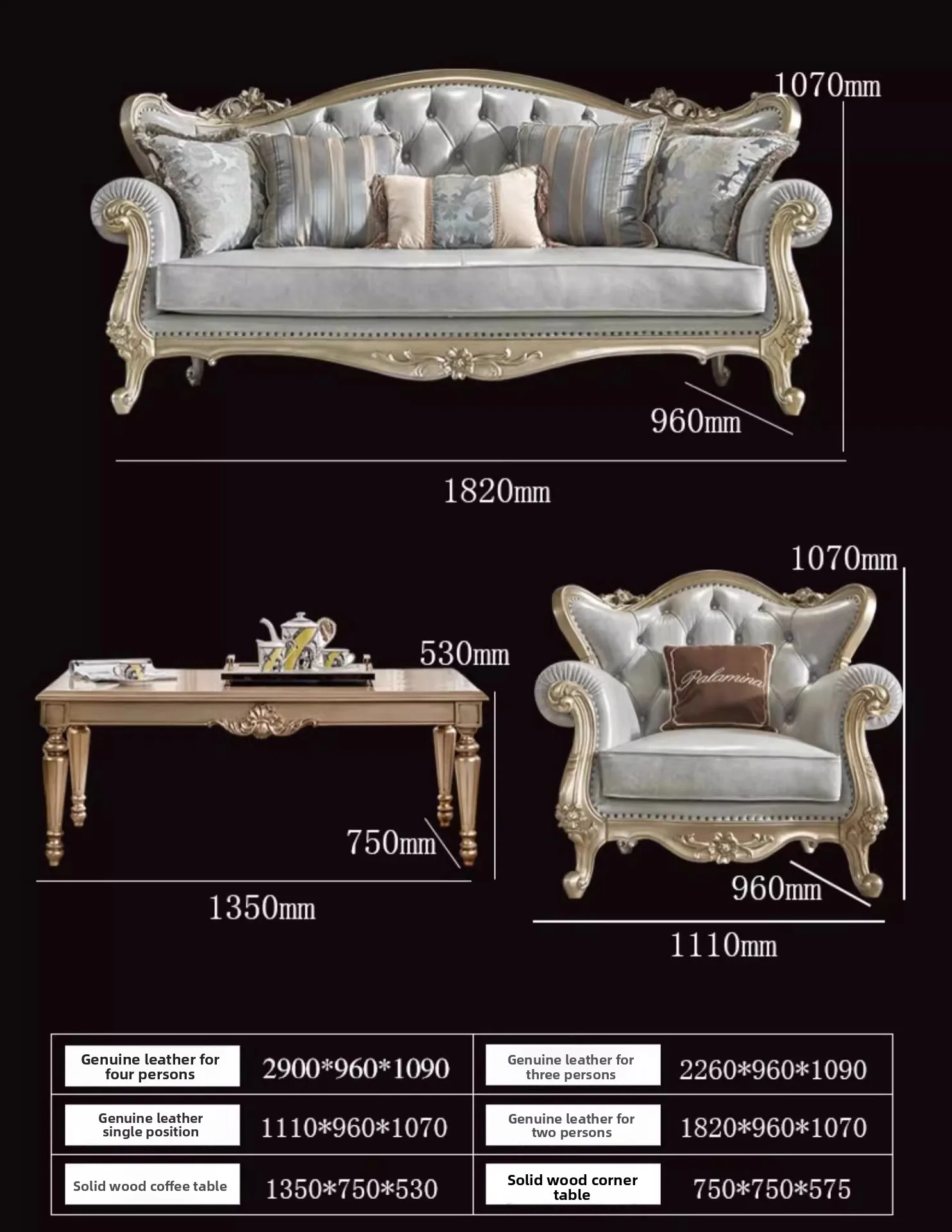 European leather sofa American light luxury first layer cowhide French all solid wood