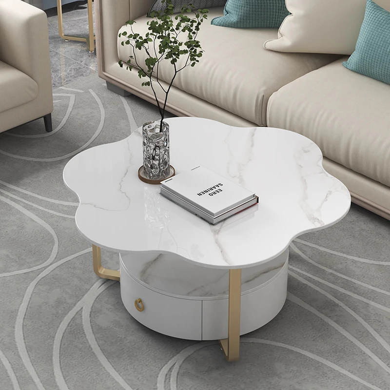 Luxury Wavy Coffee Table European Kawaii Modern Minimalist Coffee Table Living Room Aesthetic Table Basse Design Home Furniture