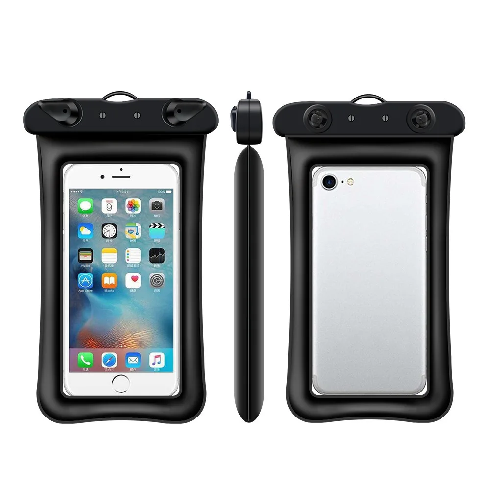 Floating inflatable airbag phone waterproof case, transparent wholesale swimming waterproof phone case