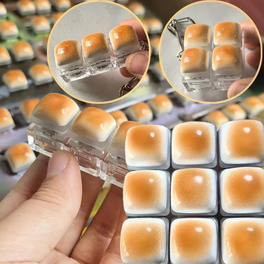 Divertido Llavero con Diseño de Pan, Juguete Clicky Keycap, Accesorio de Moda para Bolsos, Regalo Único para Geeks y Trabajadores de Oficina, Hombres y Mujeres