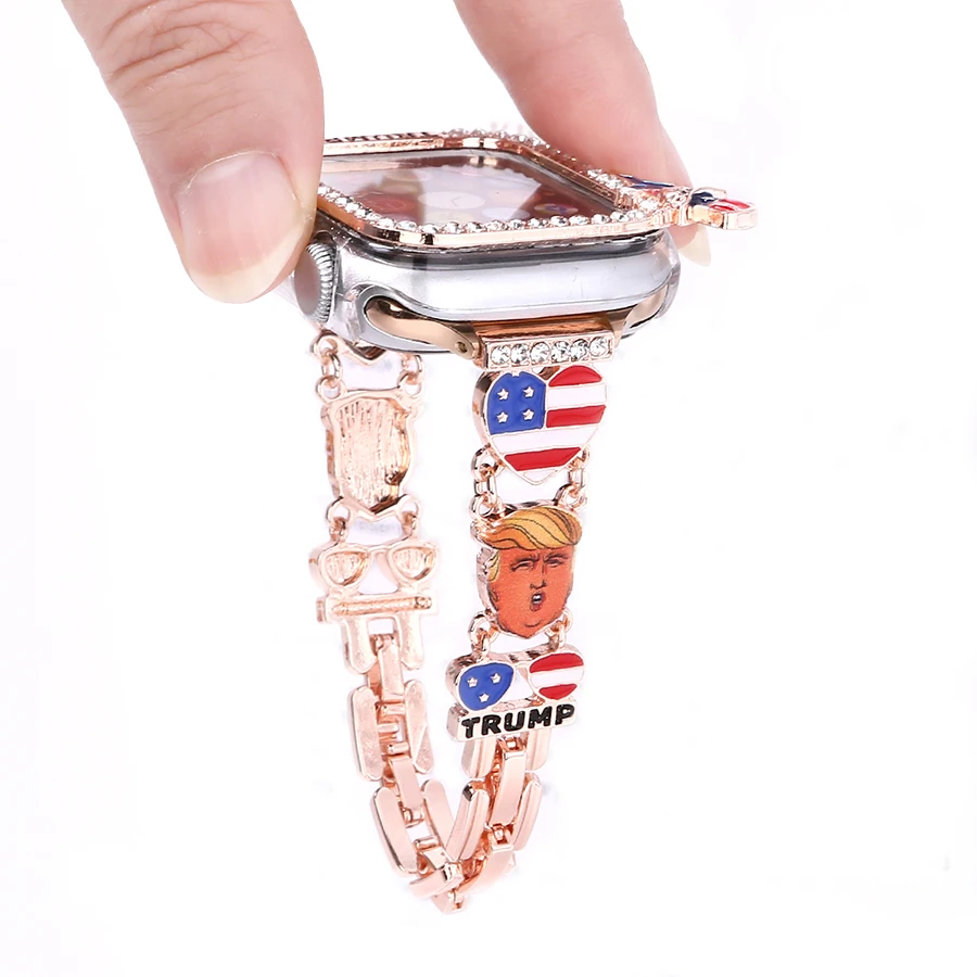 1PC Trump Strap For Apple Watch Band Series 9 8 7 SE 6 5 4 Metal Bracelet 45mM 44mm Strap And  Protection Case 41MM  40Mm Strap