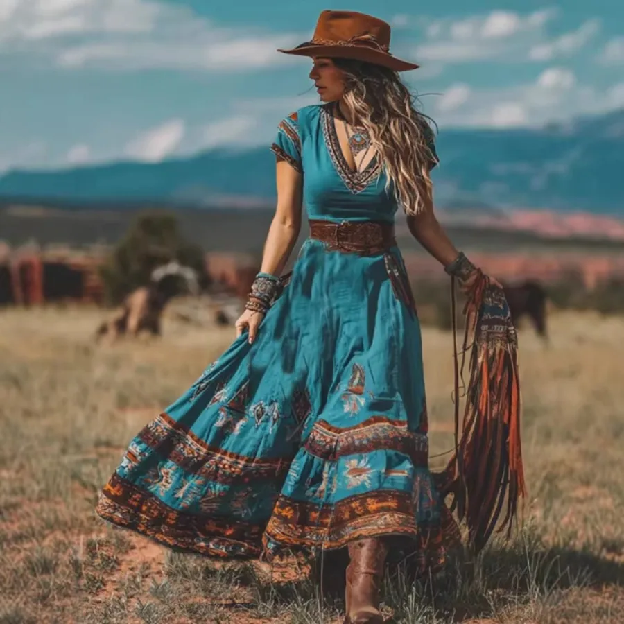 

【Новый стиль】- Женское платье в европейском и американском ретро-стиле в западном духе