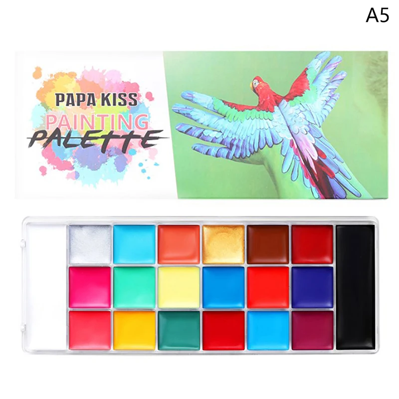 Gezicht Bodypainting Kids Flash Tattoo Halloween Party Make-Up Jurk Beauty Paint Palet Met Penseel Gezicht Make-Up