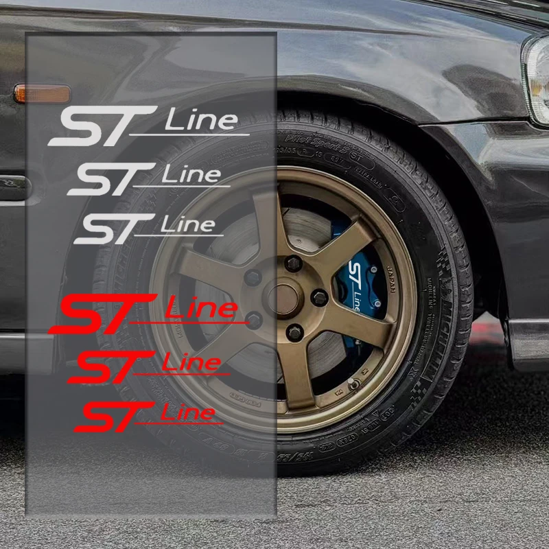 6 pieces of Ford ST line logo car stickers, caliper cover modification decoration, suitable for Fusion Focus Kuga RANGER FIESTA