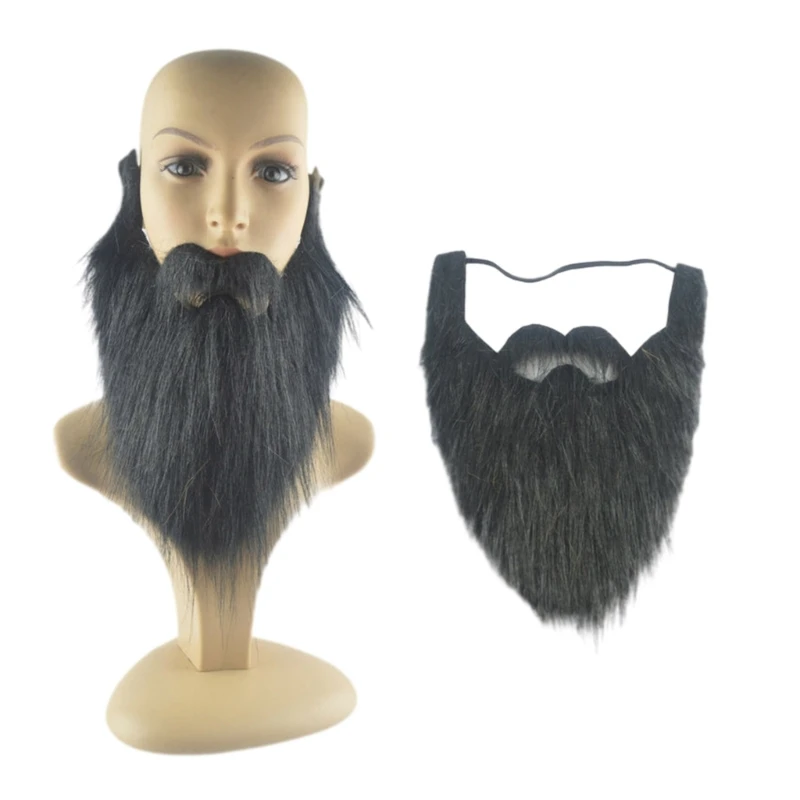 Barba falsa para fiesta Halloween,Barba bigote falsa divertida para suministros cosplay,Velo falso realista para