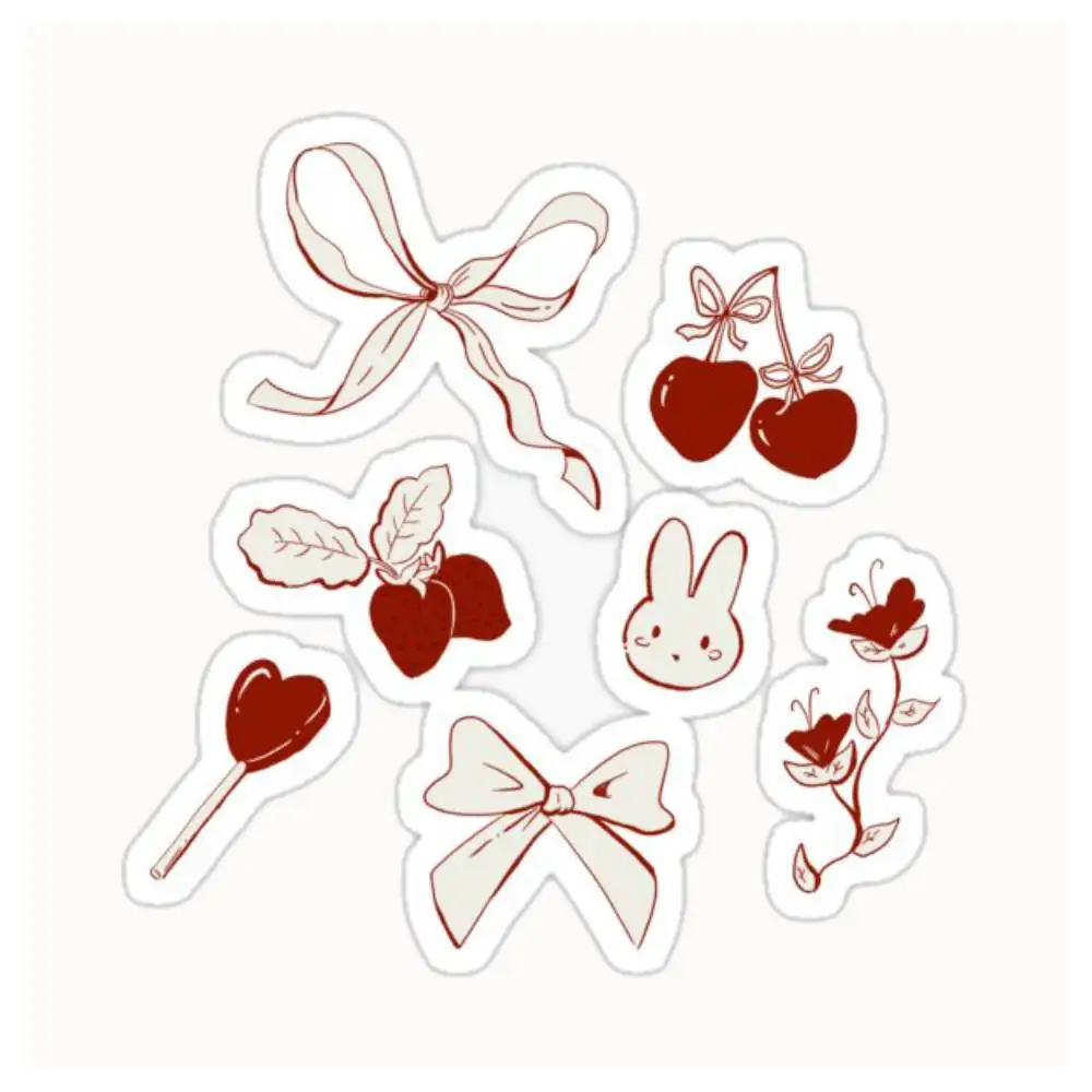 Coquette Ribbons, Bows And Cherrys Aesthetic Waterproof Stickers For Decorating Car Windows Motorcycles And Computers.