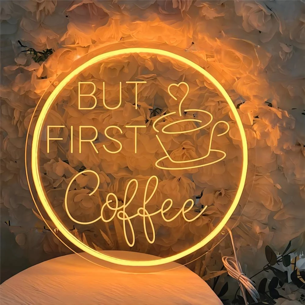 12 Colors But First Coffee Neon Sign Carve Led Lights For Coffee Bar Decoration Home Room Neon on The Wall Decor Support Custom