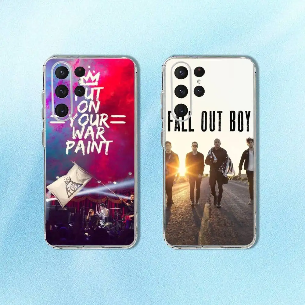 

Fall Out Boy Band Phone Case For Samsung S24,30,21,22,23,20 FE,lite,PIus,Ultra,5G,Note,9,10 Transparent Cover