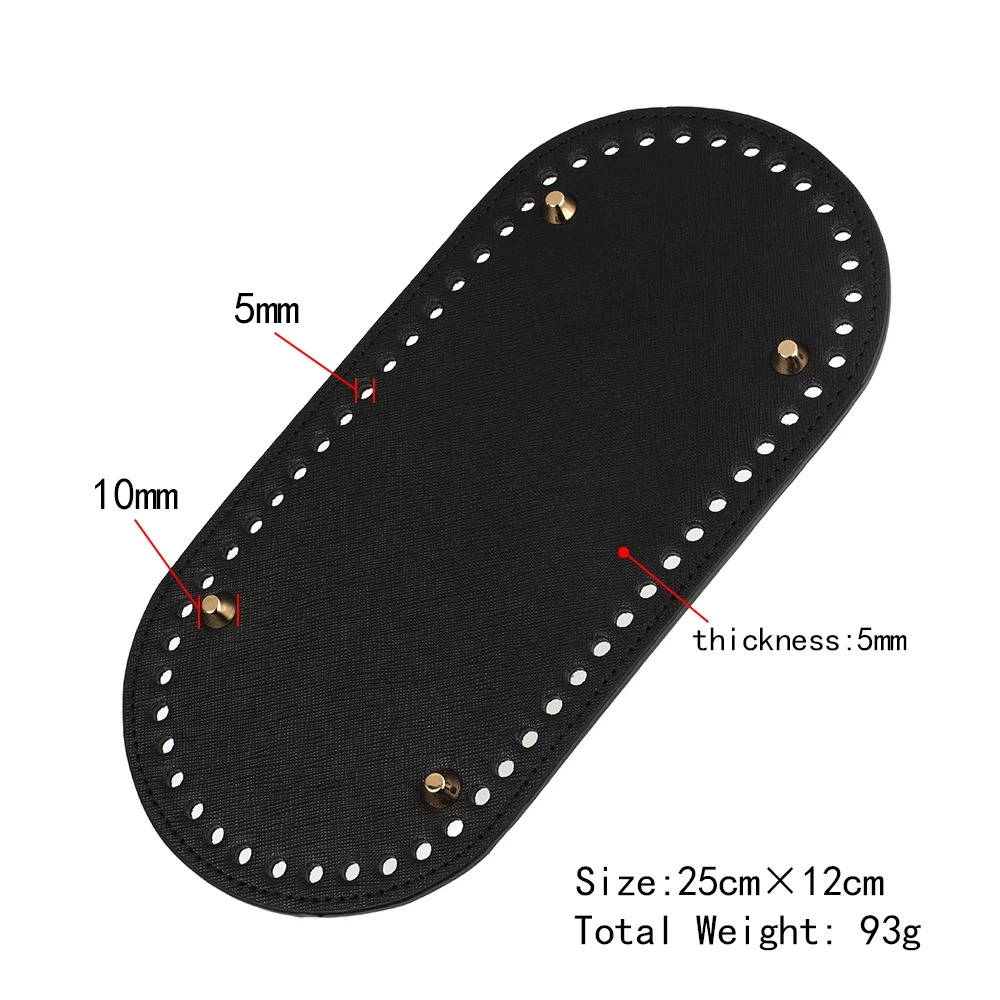 25*12cm Genuine Leather Handmade Bag Bottom for Crochet Oval Bags Bottom with Hole Knitting Purse Base DIY Handbag Accessories