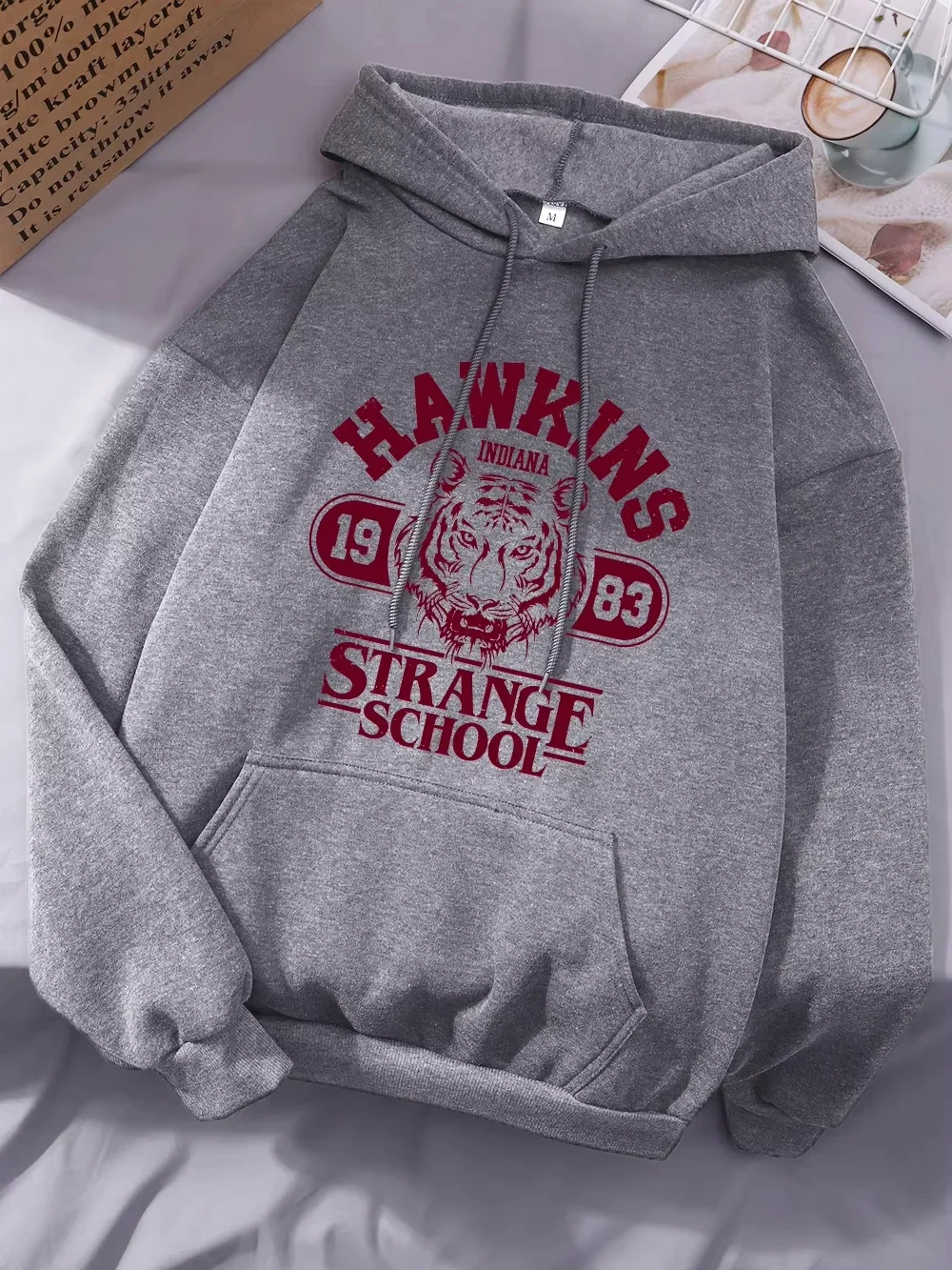 

Толстовки с принтом Hawkins Strange School 1983, женские зимние флисовые теплые толстовки, базовый свободный пуловер с карманами, уличная женская одежда