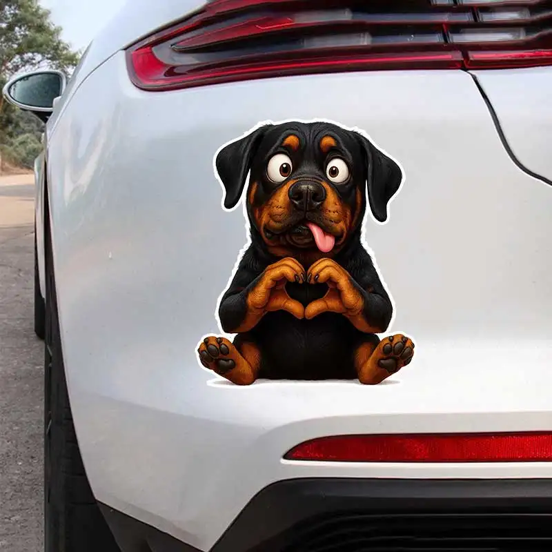 Funny Rottweiler Dog Car Sticker Decal Vinyl Detachable Waterproof Outdoor Car Bumper Window Notebook Computer Decoration Y804