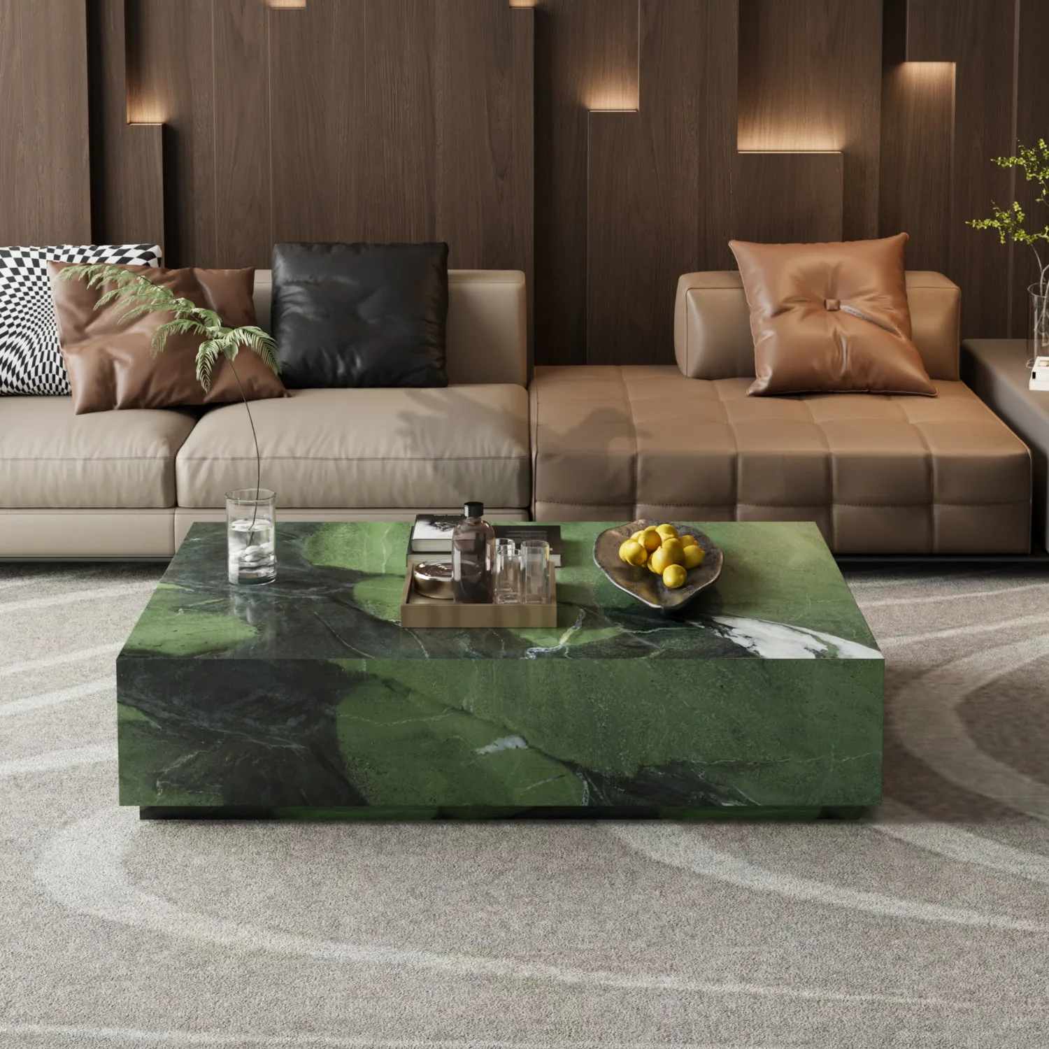 02M Irish green marble living room floor box coffee table medieval luxury stone rock slab tea grade