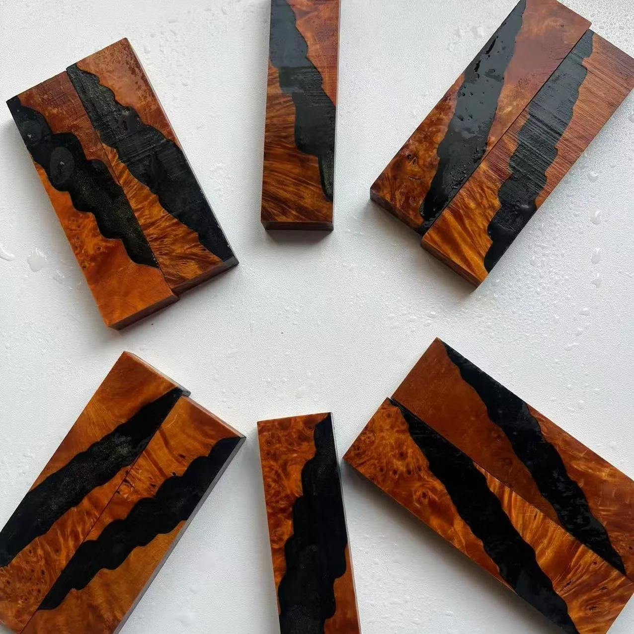 

2pcs-10x2.5x1cm Stable Wood Resin Knife Handle Material Kitchen Knives Tough Hand Colorful Stabilized Maple Resin Wood Pen Make