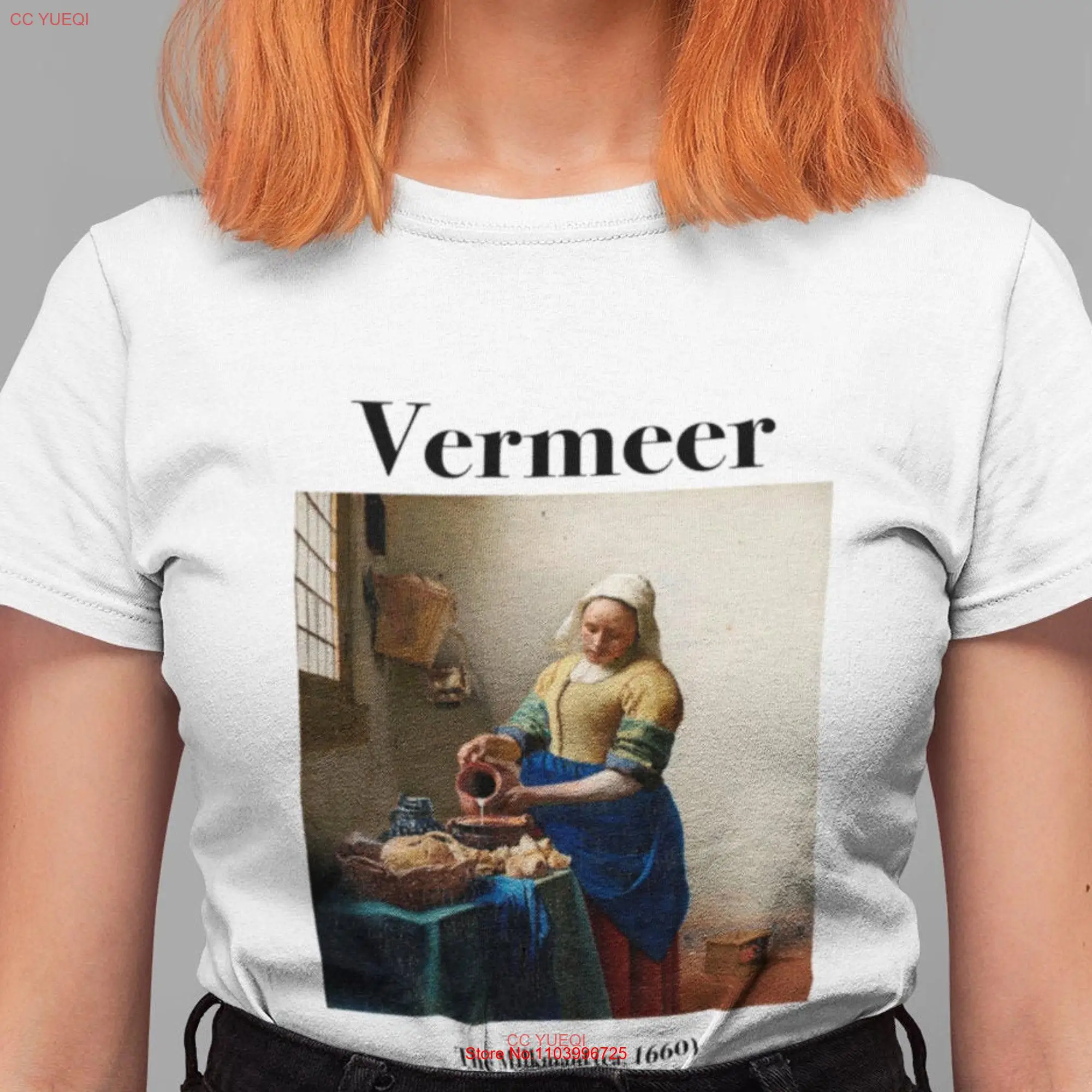 The Milkmaid T shirt by Johannes Vermeer Rijksmuseum Art Painting Van Gogh Picasso Dali long or short sleeves