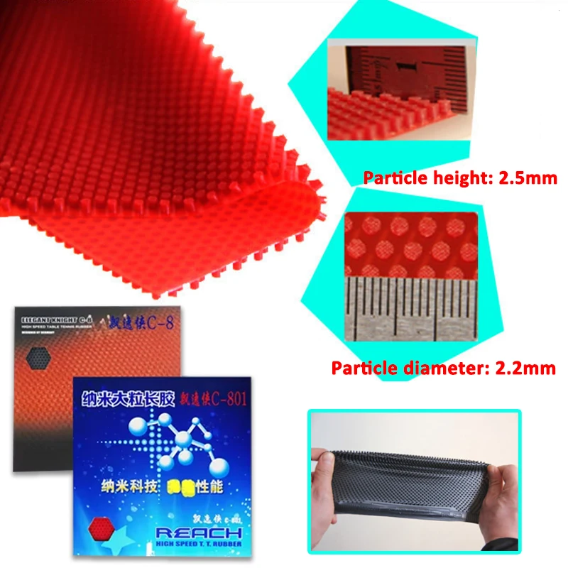 

REACH C8 OX Table Tennis Rubber 2.5mm Height Big Particles Long Pimples Table Tennis Rubber Sheet Special Rubber Strong Rotation