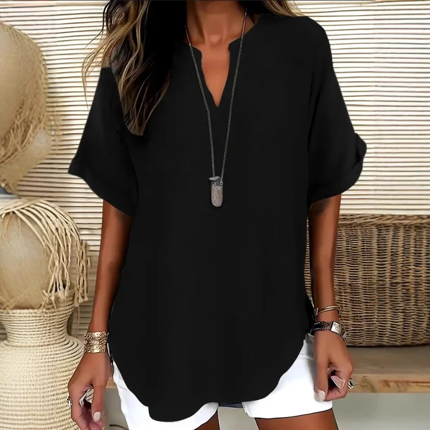 

2025 Summer New Product Fashion Loose Solid Color Women's Casual Shirt Women