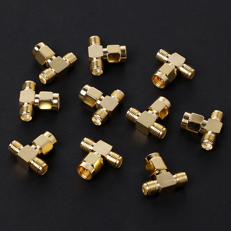 10PCS  3 Way Splitter SMA Male to Two SMA Female Triple for T RF Adapter Connect