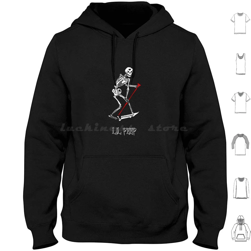 Lil Peep Skeleton Design Essential Camiseta com capuz manga comprida Lil Peep Skeleton Design Essential