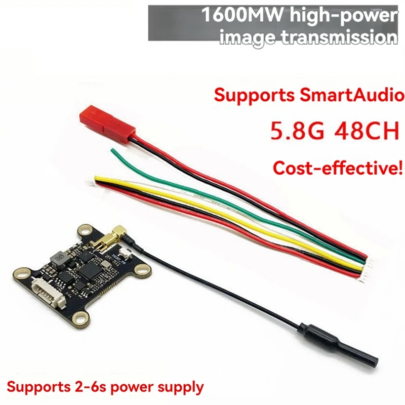 FPV 5.8G 1.6W VTX 48CH 1600Mw Supports Smartaudio 2-6S FPV Audio Video Transmitter For FPV Racing RC Drone