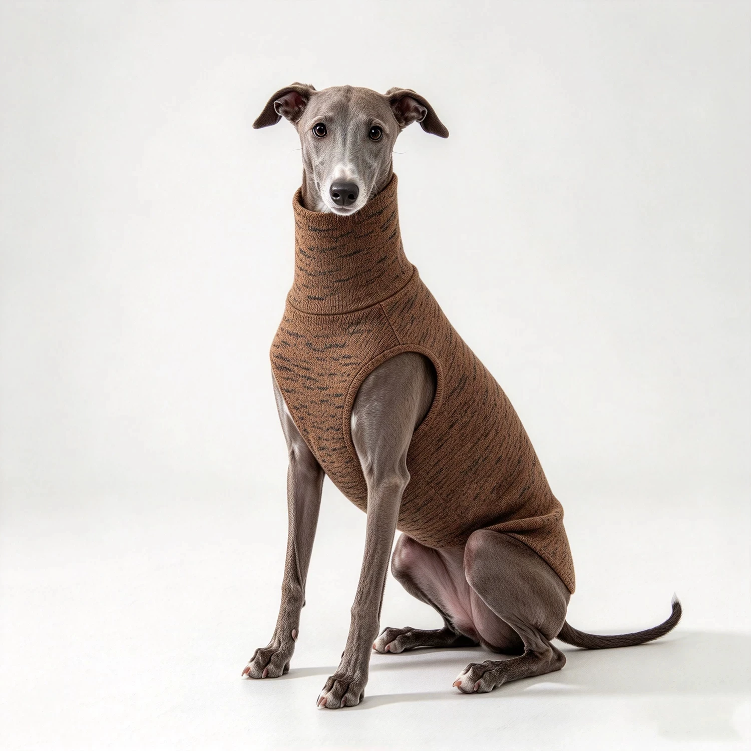 Winterfleece-sweatshirt, vest en pak voor windhonden, warme herfstjas in koffiekleur voor whippets, winddichte pyjama voor windhonden.