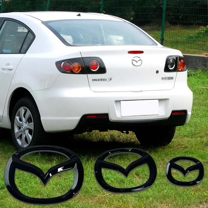 

Декоративная эмблема-наклейка на центр руля для Mazda 3 MAZDA3, пластиковая, 12,5 см спереди, 10,5 см сзади