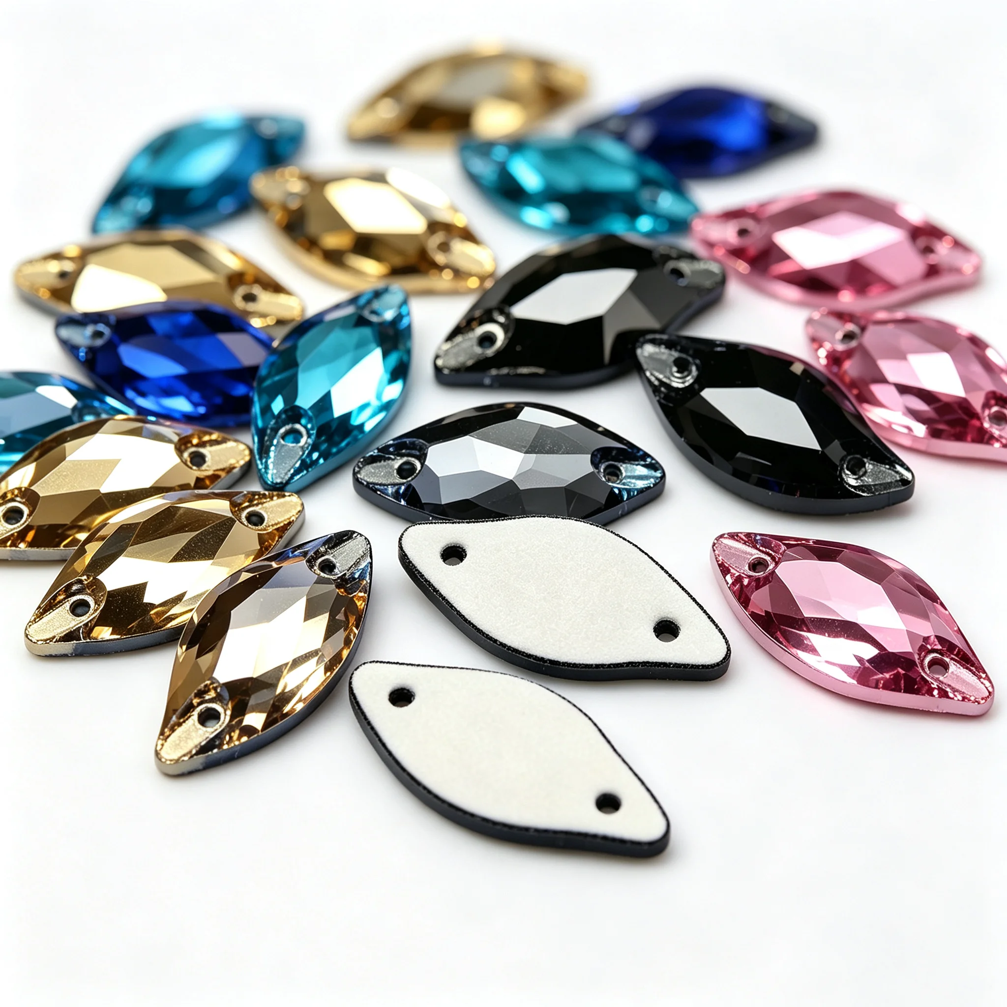 Hiswaro 3254 Leaf 9x20mm 14x30mm Sew On Crystal Chamfer Gems On Crystal Rhinestones Applique Needlework For Diy Clothes