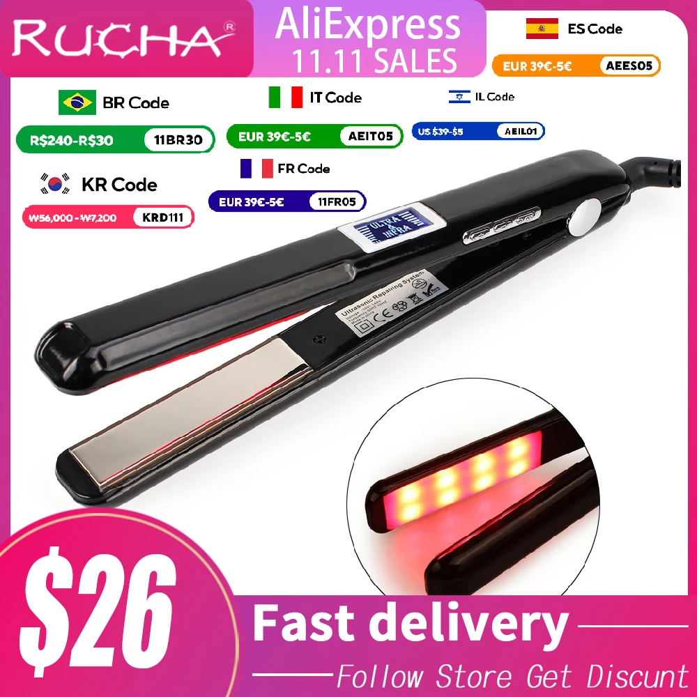

Hair Flat Irons Ultrasonic Infrared Cold Hair Care Iron Keratin Treatment for Frizzy Hair Recovers the Damaged Hair Straightener