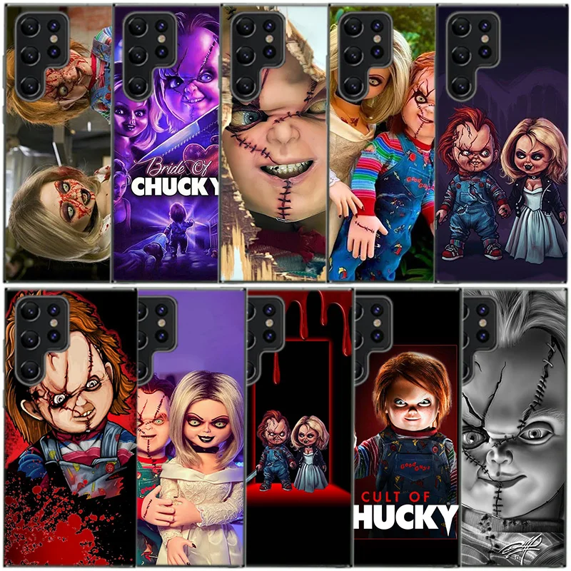 Chucky Doll Horror Movie Clear Phone Case For Samsung Galaxy S20 S21 S23 FE S22 Plus S24 Ultra S10 S10E S9 S8 Soft Back Cover