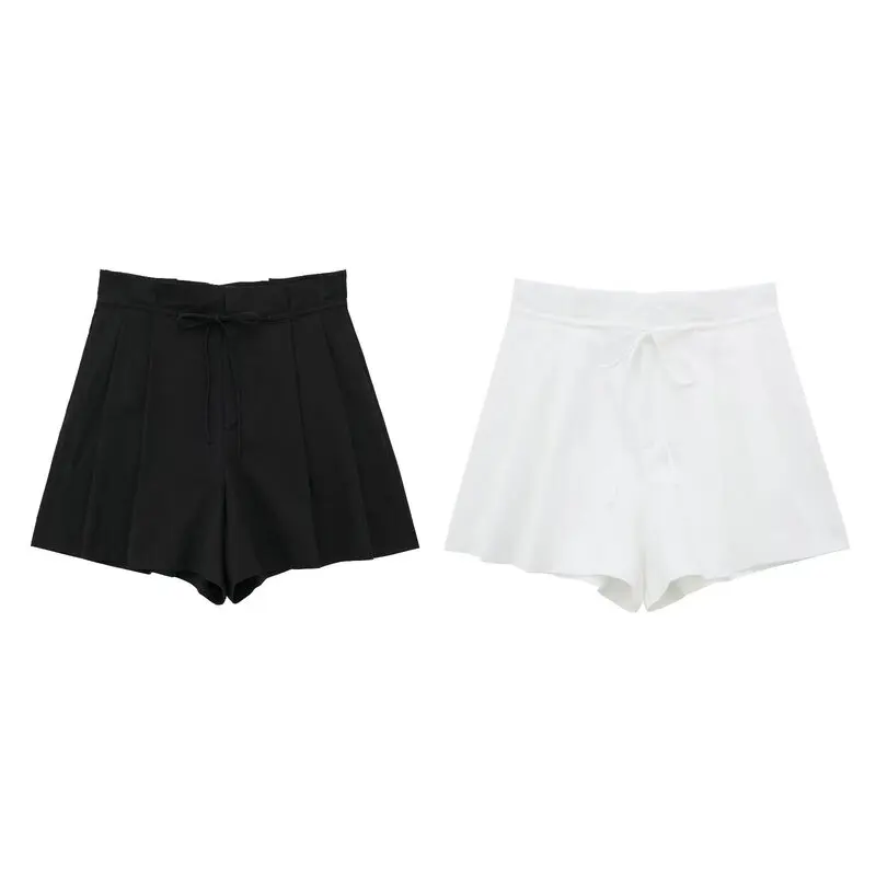 Summer Faion Damen-Hose mit hoher Taille, lässig, gemischter Stoff, vielseitige Hose mit weitem Bein, asymmetrisches Design, Ket-Detail