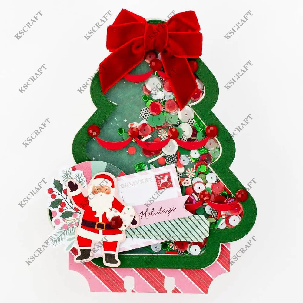 KSCRAFT Christmas Tree Shaker Mini Album Cutting Dies Stencils for DIY Scrapbooking Decorative Embossing DIY Paper Cards
