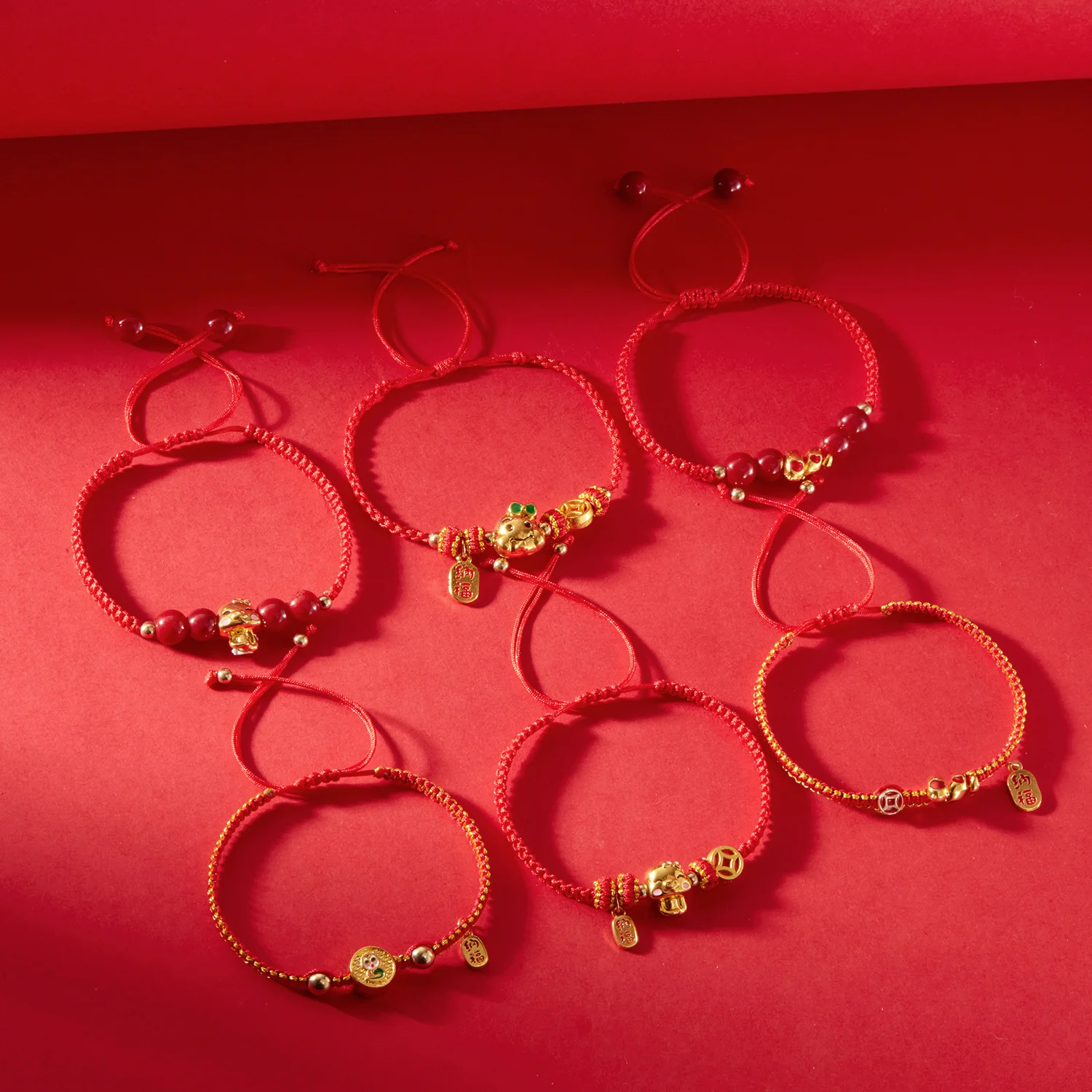 Chinese Style Lucky Red Rope Cinnabar Beads Zodiac Snake Bracelet for Women Pendant Bracelets Blessing New Year Jewelry Gift