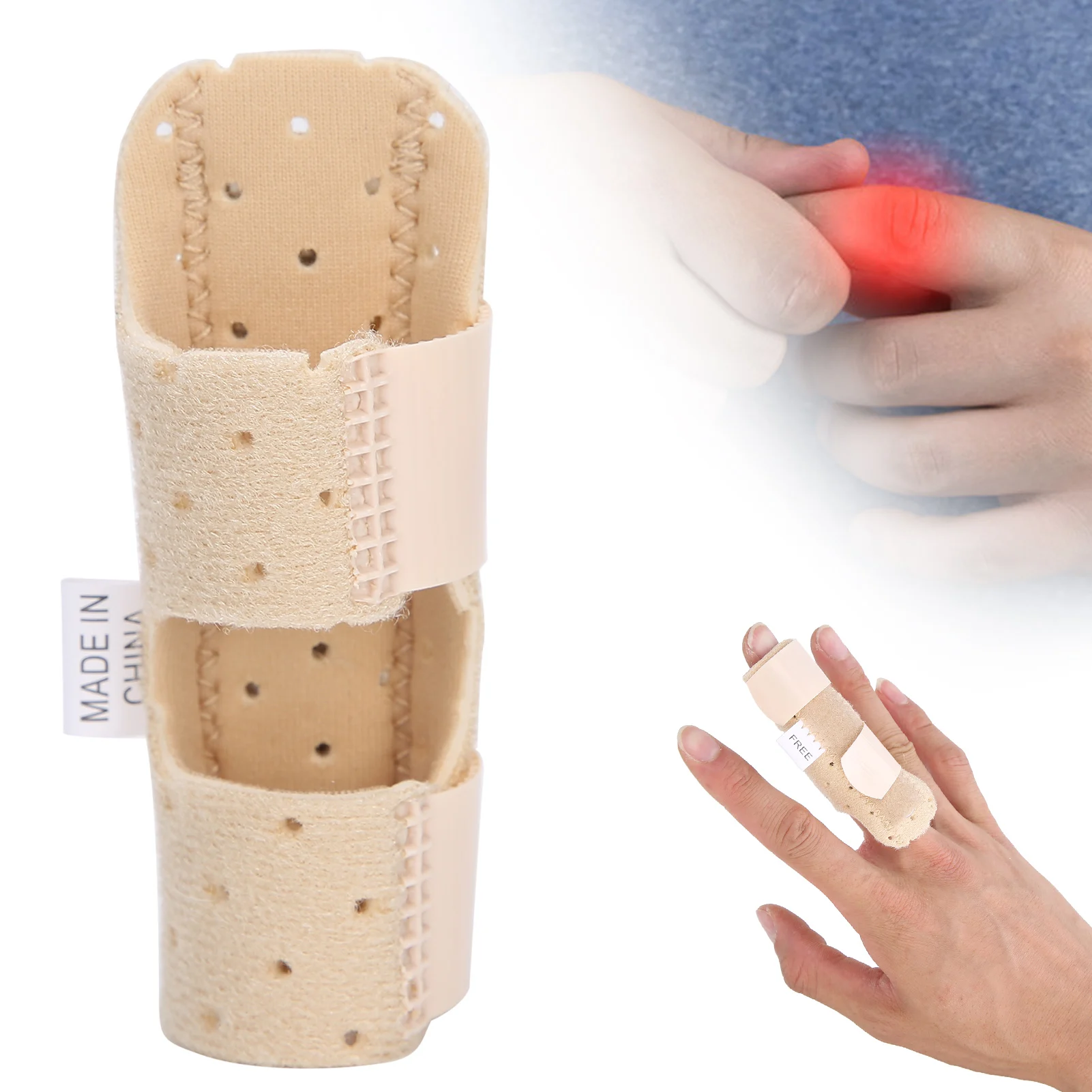 

Finger Fixation Support Finger Splint Brace Finger Sprain Fracture Fixation Support for Index Middle Ring Finger (Skin Color)