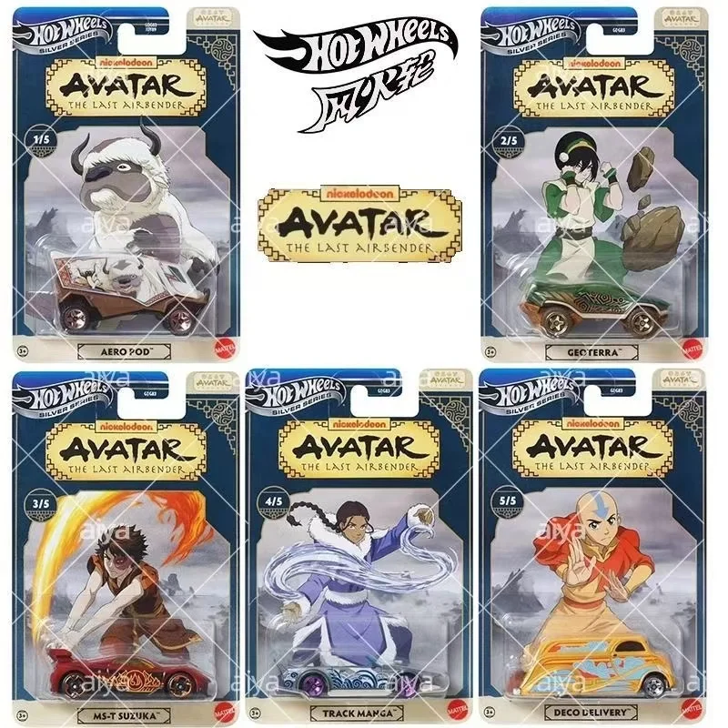 

2025 Новый автомобиль Mattel Hot Wheels Avatar Last Air Master Toy Дети 1/64 Литой под давлением авиационный цилиндр Geoterra Ms-T Suzukier Рамка Комикс Украшение Доставка Airmaster Серебряная коллекция Игрушка Подарок на день рождения