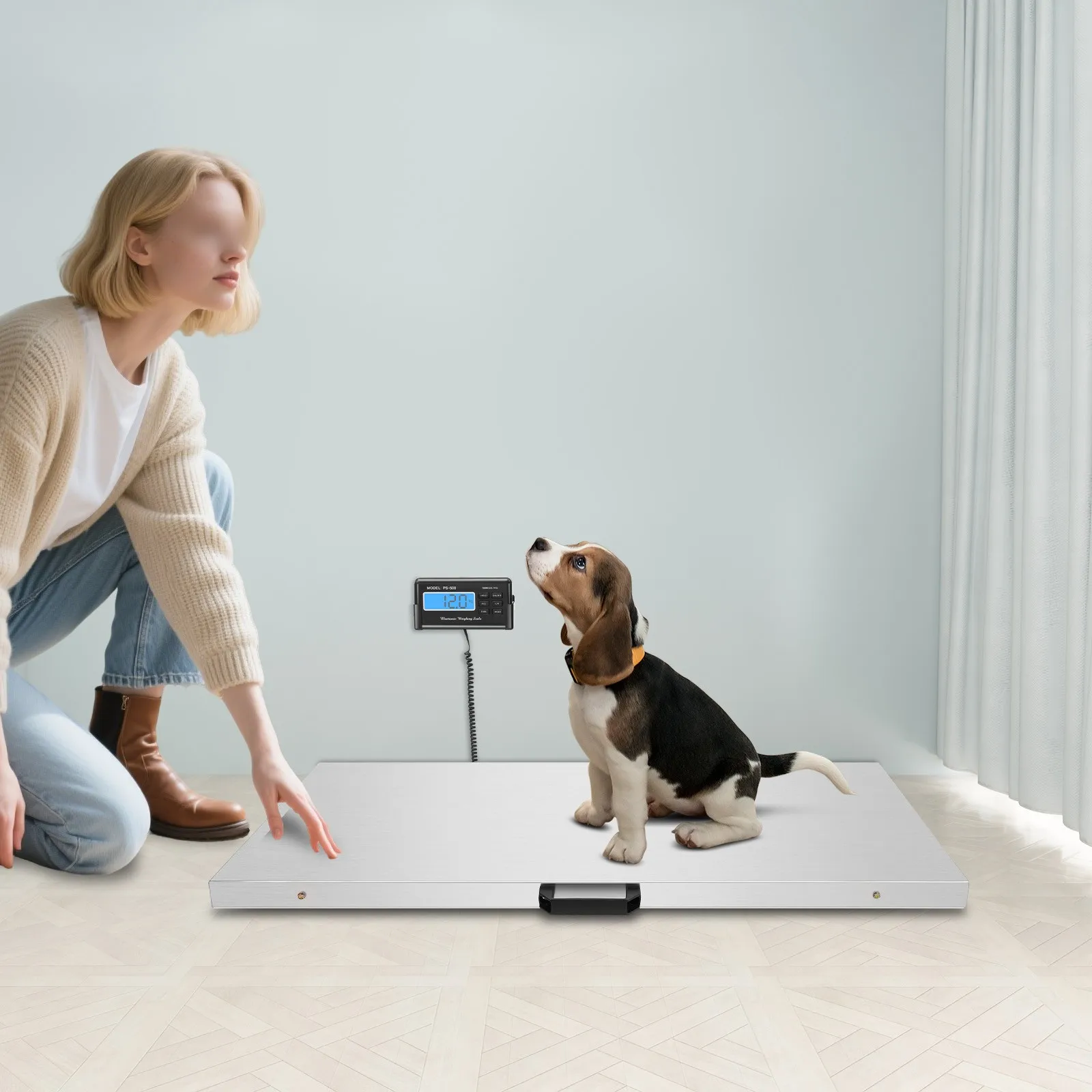 Heavy Duty Digital Pet Scale, Stainless Steel Weighing Platform with LCD Display, Max 1100LB Capacity Multi-Purpose Animal Weight Scale