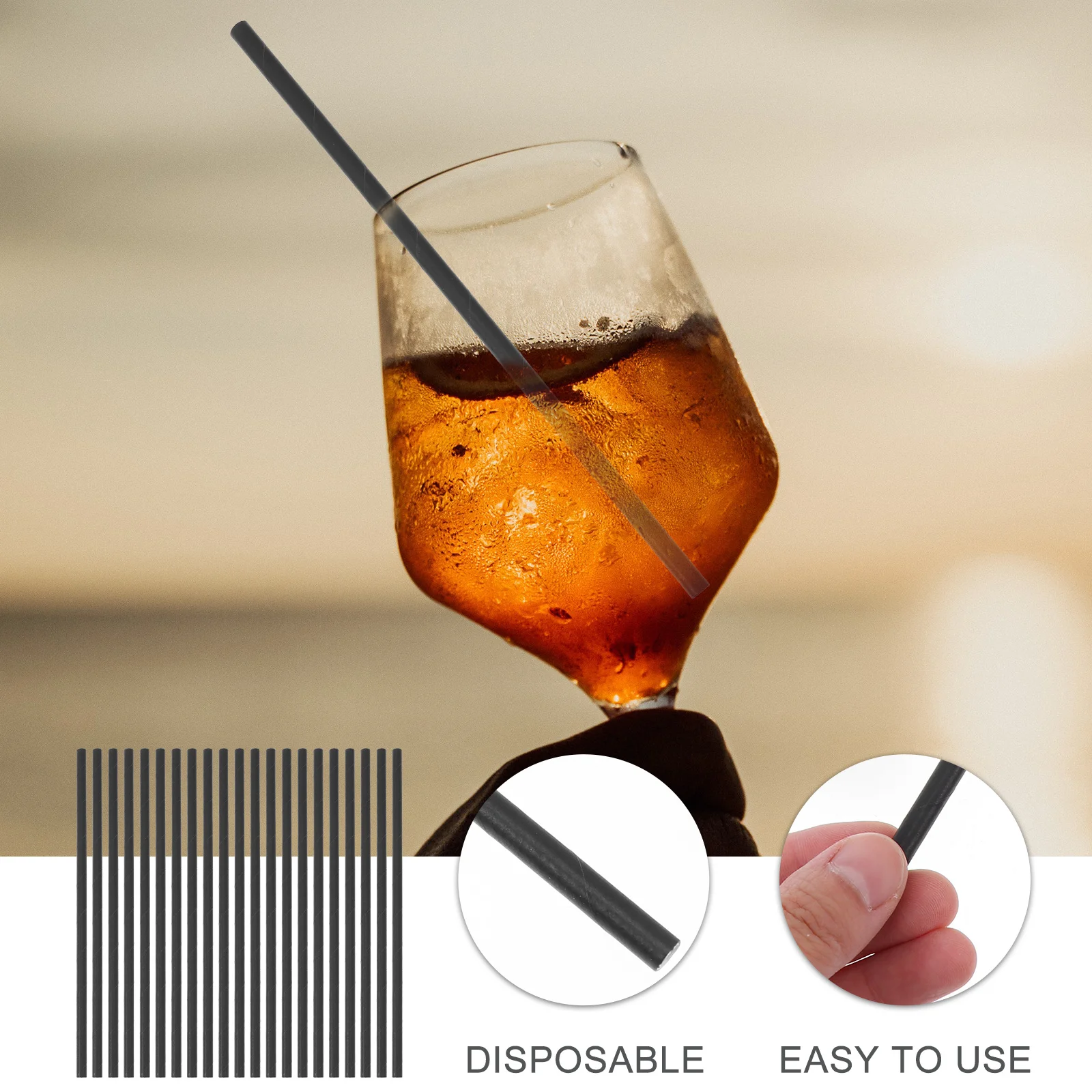 

200Pcs Disposable Paper Straws Great Choice Birthday Party Beverage Store Straws Black Disposable Drinking Straw