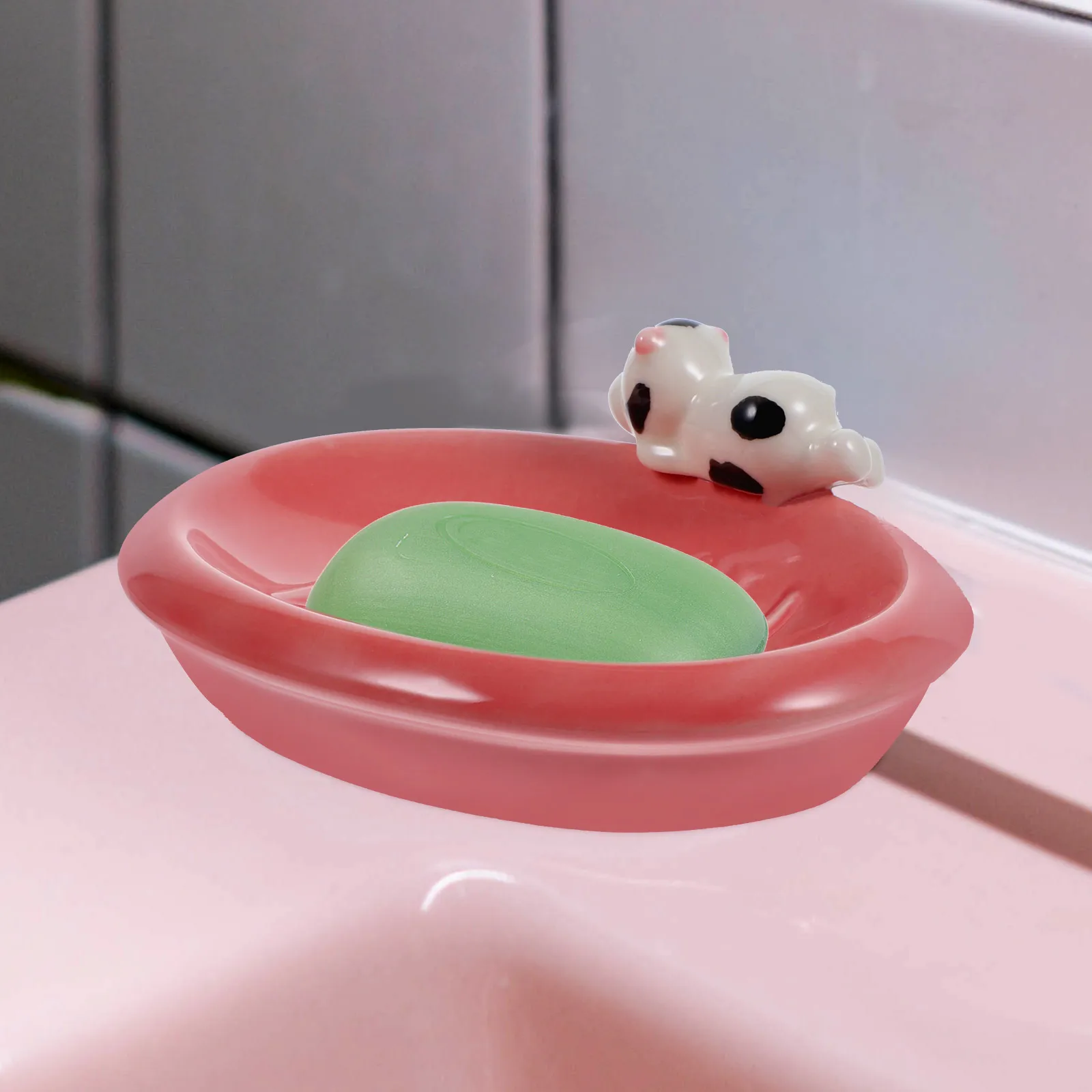 

Lovely Cartoon Pattern Soap Tray Practical Water Draining Home Hotel School Soap Dish Ceramic Storage Box