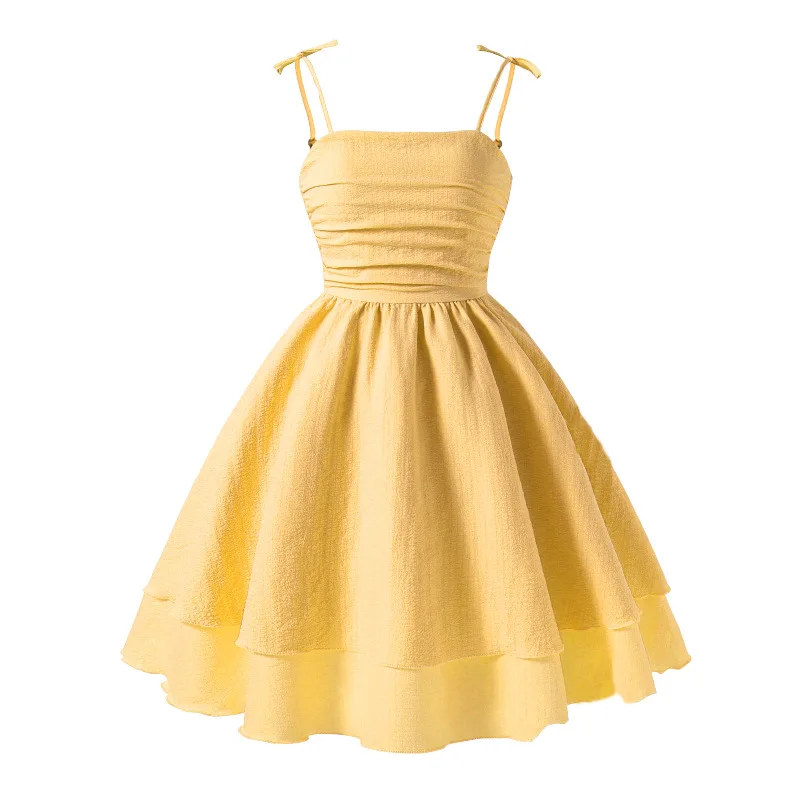 

2026 Summer Amazon New Trendy Bow Sweet Halter Princess Dress for Girls
