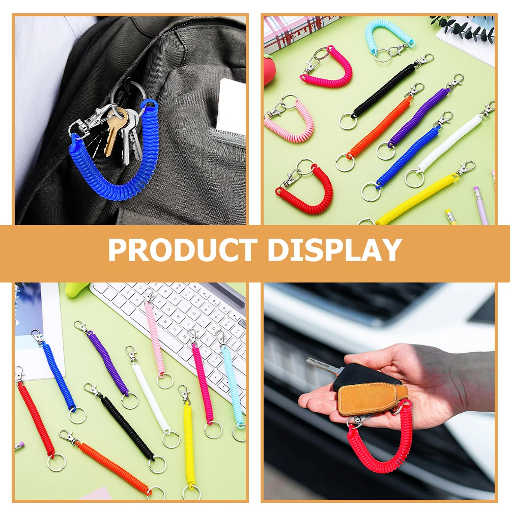 

20pcs Retractable Keychain Stretch Cord Key Holder Plastic Spring Rope Keychain With Lobster Clasp Elastic Wrist Keychains For