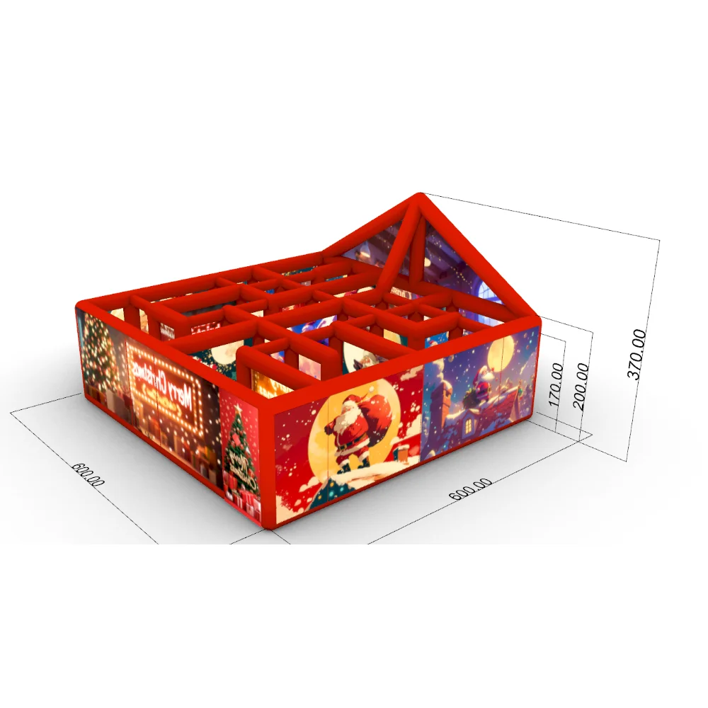 2026 Newest Christmas Inflatable Maze for party 6x6m Full Printing House tent Inflatable Labyrinth Laser Tag Games for Winter