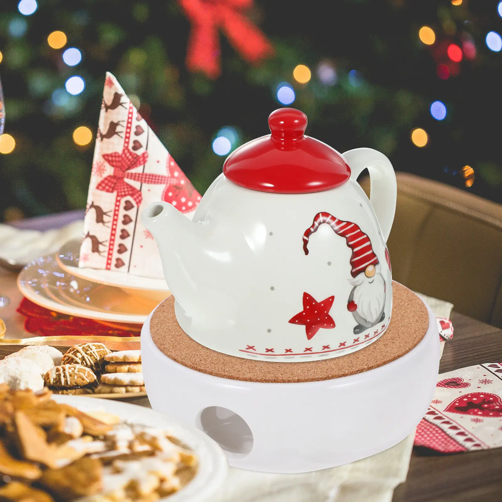 Ceramic Teapot Warmer Stable Material Heat Insulated Base for Tea Kettles Tea Light Warmer Home Use Teapot Heater Base