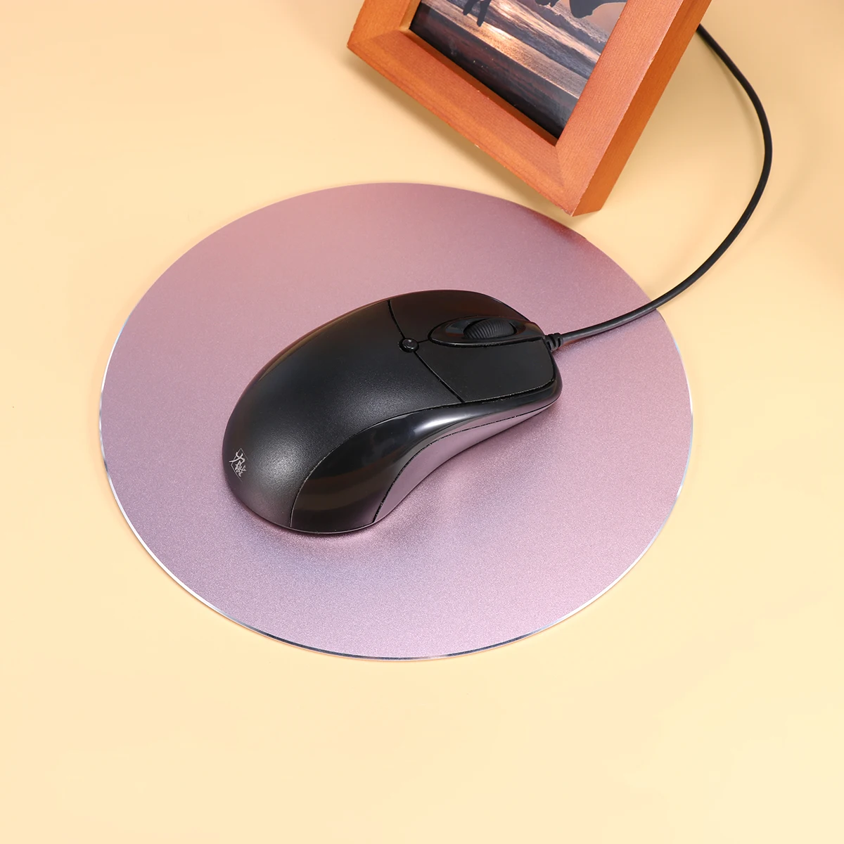 

200 x 200mm Round Mouse Pad Aluminum Metal Computer Mice Pad Mouse Mat for Desktops Computer PC and Laptops (Rosy Gold)
