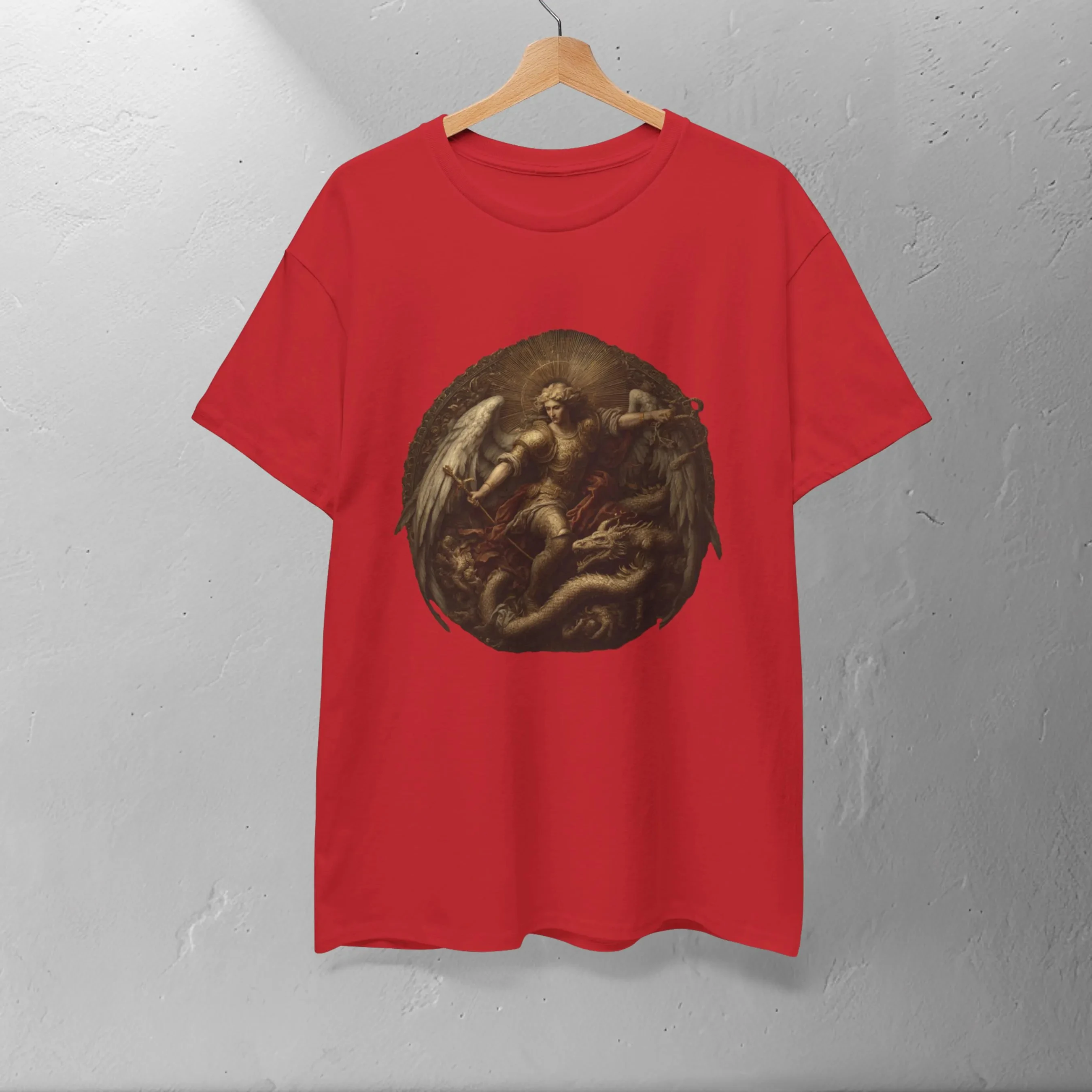 تي شيرت الحماية المسيحية تي شيرت جرافيك ديني سانت مايكل قميص رئيس الملائكة هدية لمحبي الفن تي شيرت سانت مايكل الكاثوليكي