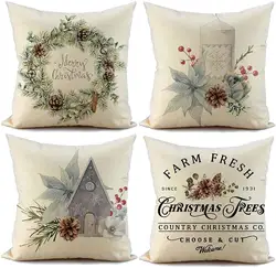 Home Christmas decoration linen pillowcase sofa cushion cover home decoration can be customized for you 40x40 50x50 60x60 45x45