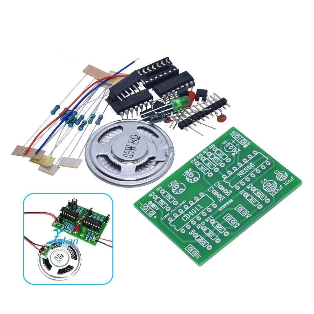 Kit de alarme contra roubo de via dupla 120 alarme de ambulância som estudante príncipe experimento treinamento cd4011 placa de circuito ne556 chip