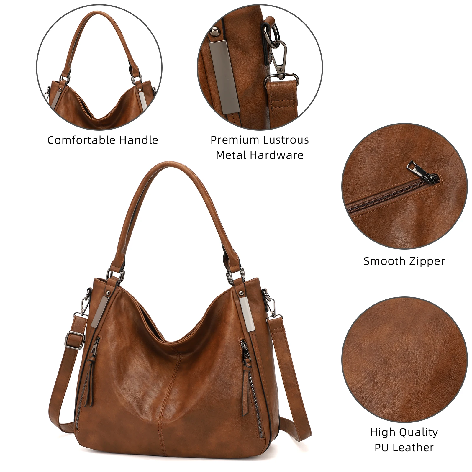 Hobo Bag PU Leather Women Handbags Female Leisure Shoulder Bags Fashion Purses Bolsas Large Capacity Tote Bag